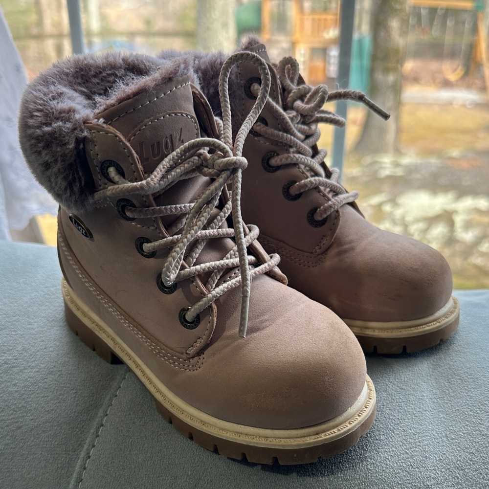 Lugz Tan Kids Boots with Fur Trim